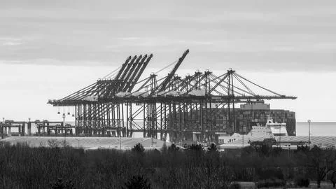 Container ship being loaded Foto stock