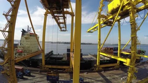 Container Ship Berthing In Port Stock Footage 64271035