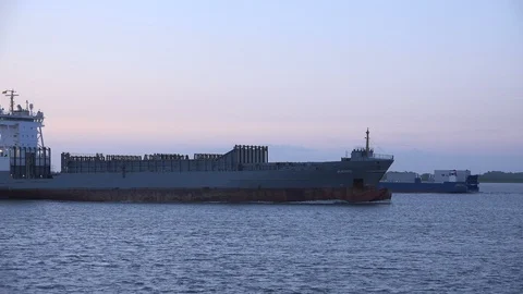 Container Ship Bjorg on the river Elbe Vídeo Stock 118161715