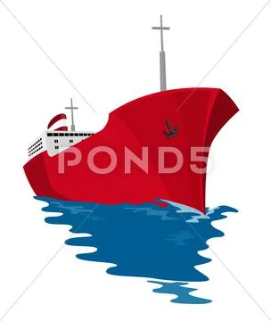 Container ship cargo boat retro. Stock Illustration