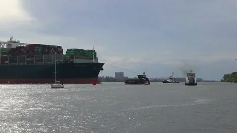 Container Ship, Cargo Hamburg Stock Footage 189916886