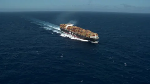 Container ship, Cargo ship Aeriel at sea Pro Res 422 Stock Footage 58489148