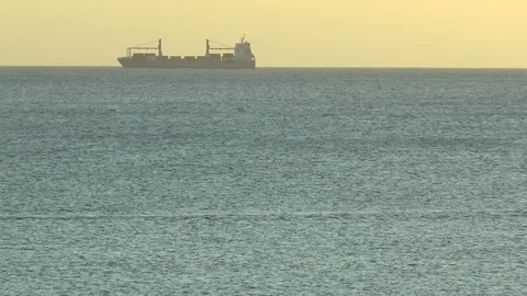 Container ship In Caribbean Sunset Stock Footage 106816114