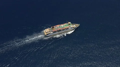 Container ship carries cargo. Transportation. Delivery. Logistics. Vídeo Stock 169097338