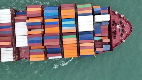Container Ship Carrying Cargo Through the North Sea Stock Footage 344656990
