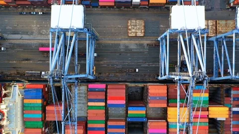 Container ship carrying container loading at port. Stock Footage 102931004