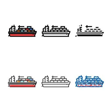 Container ship color icon vector forms Stock Illustration