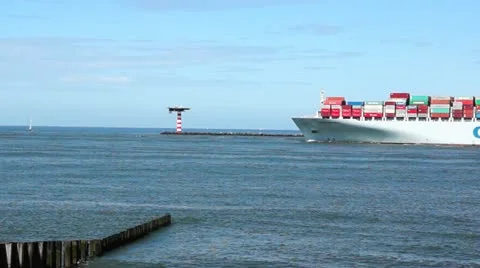 Container Ship COSCO with full of cargo from the port of Rotterdam. 動画素材 12246765