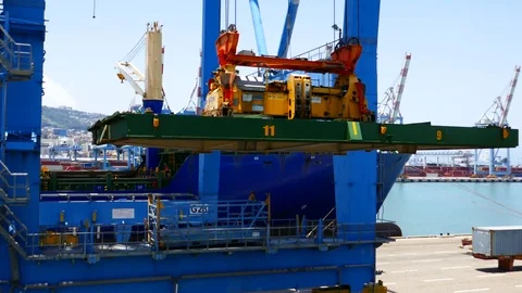 Container ship cover 4k intro video for business Stock Footage 91137056
