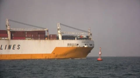 Container ship cruising Stock Footage 8330386