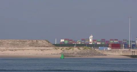 Container ship cscl mars outbound behind seadike ROTTERDAM SEAPORT Stock Footage 114973150