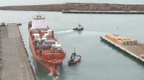 Container ship departs time lapse Stock Footage 754051