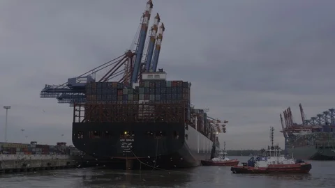 Container ship docking 01 Stock Footage 124524018
