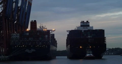 Container ship docking Stock Footage 99112509