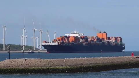 Container ship docking port rotterdam Stock Footage 335530374