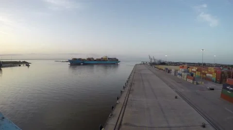 Container Ship Docks in Mobile, AL / Time Lapse Stock Footage 52177866