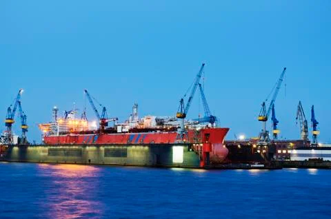 Container ship in dry dock Stock Photos