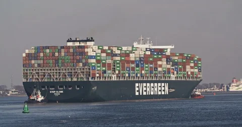 Container Ship Ever Globe en Route to Po... | Stock Video | Pond5