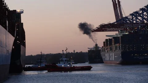 Container ship exhaust Stock Footage 90198542