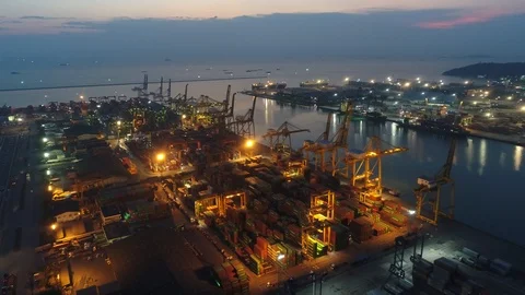 Container ship in export and import business and logistics. Stock Footage 89019379