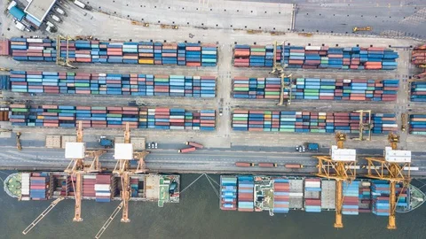 Container ship in export and import business and logistics in Thailand Stock Footage 89765993