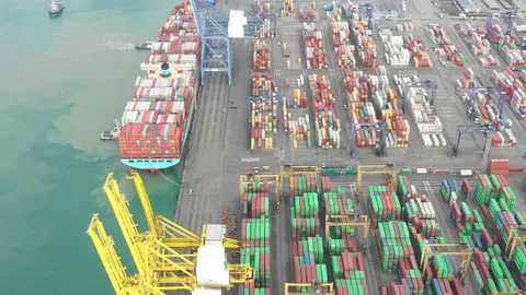 Container ship in export and import business and logistics. Stock Footage 99253796