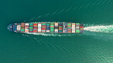 Container ship in export and import business and logistics. Stock Footage