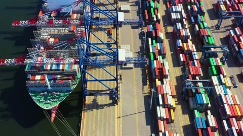 Container ship in export and import business and logistics. Shipping cargo to Stock Footage 147408602