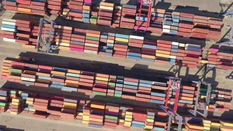Container ship in export and import business and logistics Stock Footage 153882132