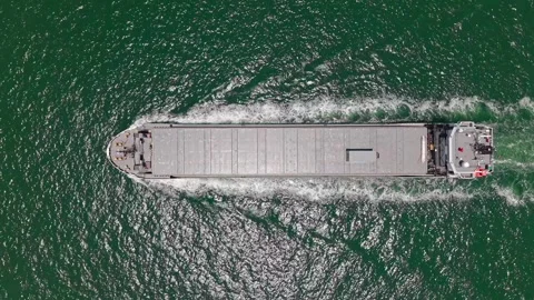 Container ship. Export and import. Cargo business. Empty barge. Cargo ship with Stock Footage 313299915