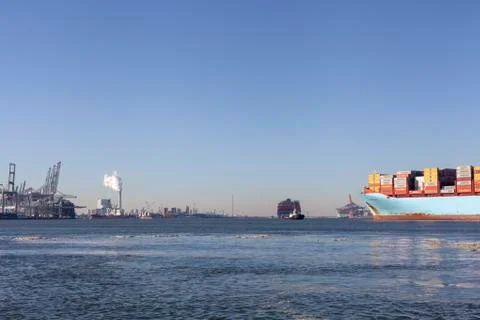 Container ship in export and import business and logistics Stock Photos