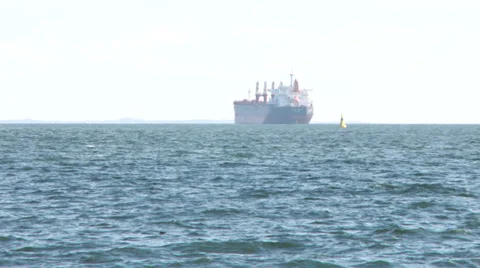 Container ship far away Video stock 34290187