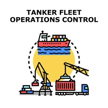 Container ship fleet operations controlling cargo logistics 스톡 일러스트