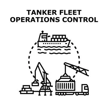Container ship fleet operations controlling cargo logistics Stock Illustration
