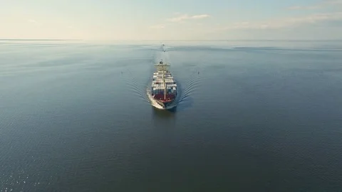 Container ship floating in the sea Video stock 75420769