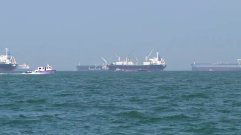 Container ship floats on sea Stock Footage 83162085