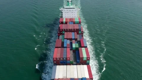 Container ship full load container import export, shipping transportation Stock Footage 336445548