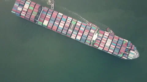 Container ship full load container import export, shipping transportation 스톡 동영상 336446458