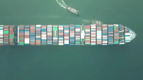 Container ship full load container import export, shipping transportation Stock Footage 336446523