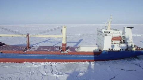 Container ship goes in ice. Stock Footage 80083908