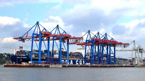 Container Ship - Hamburg Harbor Stock Footage 35466848