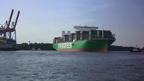 Container Ship, Hamburg Harbor Stock Footage 235450034