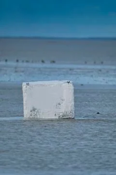 A container ship has lost a cargo at sea, off the coast of Friesland, the Net Stock Photos