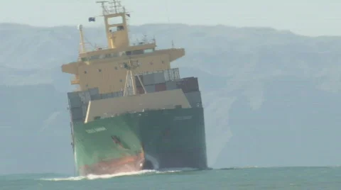 Container ship in heavy swell time lapse Stock Footage 377250