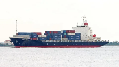 The Container Ship HORAI BRIDGE loaded of containers Stock Footage 219192092