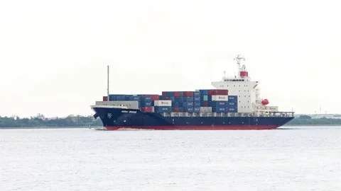 The Container Ship HORAI BRIDGE loaded of containers Stock Footage 219477237