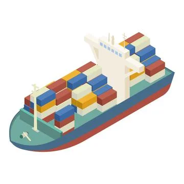 Container ship icon, isometric style Stock Illustration