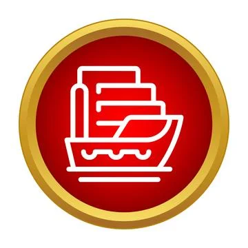 Container ship icon in a red circle Stock Illustration