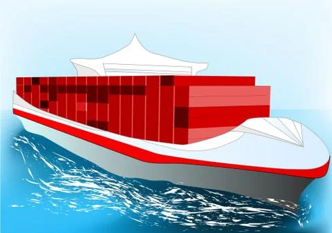 Container ship Stock Illustration