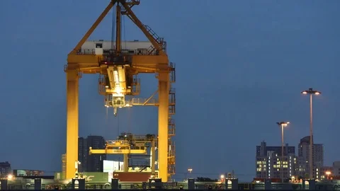 Container ship in import export and business logistic,By crane Stock Footage 84789340